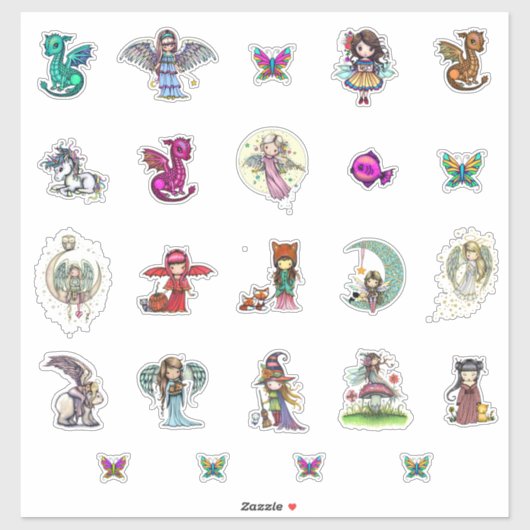 Whimsical World Personages Stickers Fantasy Art (Vel)