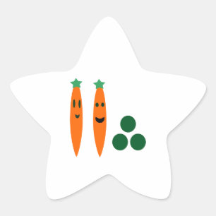 Whimsical Wortelen en Erwten Ster Sticker