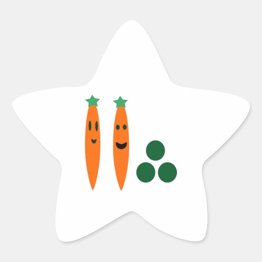Whimsical Wortelen en Erwten Ster Sticker (Voorkant)