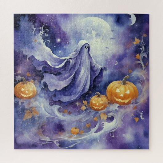 Whimsical Wraith: Het betoverde pompoenpad Legpuzzel (Verticaal)