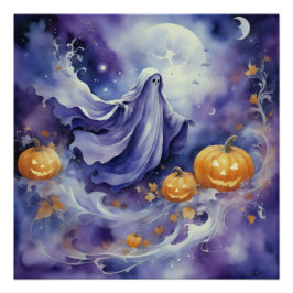 Whimsical Wraith: Het betoverde pompoenpad Perfect Poster