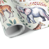 Whimsical wrapping paper featuring elephants, lion cadeaupapier (Rol Hoek)