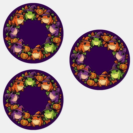 Whimsical Wreath Adorned With Toads Jackolanterns Labels (Groep)