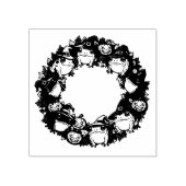 Whimsical Wreath Adorned With Toads Jackolanterns Rubberstempel (Afrduk)