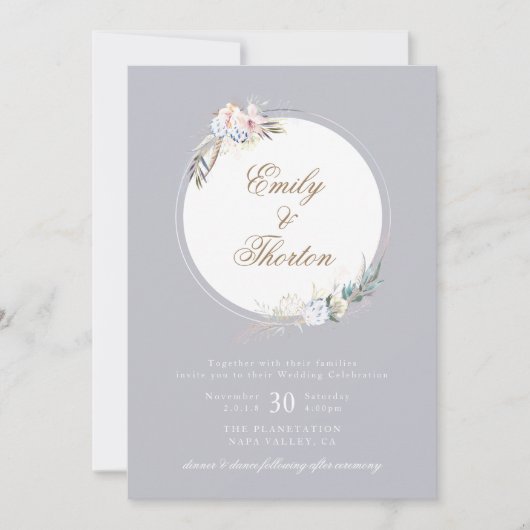 Whimsical Wreath Bohemian Wedding Invitation Kaart (Voorkant)