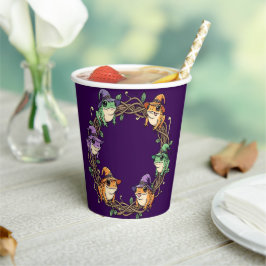 Whimsical Wreath Border Adorned With Witchy Toads Papieren Bekers