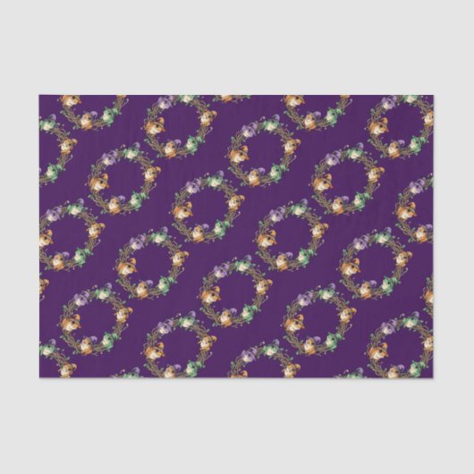 Whimsical Wreath Border Adorned With Witchy Toads Tissuepapier (Voorkant)