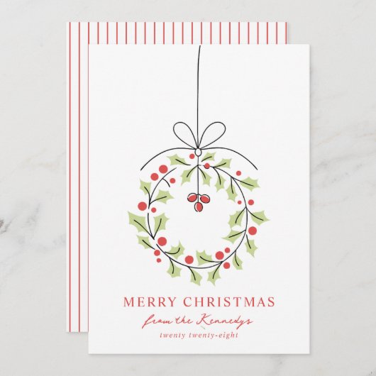 Whimsical Wreath Christmas Feestdagenkaart (Voorkant / Achterkant)