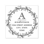 Whimsical Wreath Custom Monogram Retouradres Zelfinktende Stempel (Design)