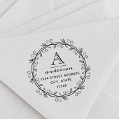 Whimsical Wreath Custom Monogram Retouradres Zelfinktende Stempel