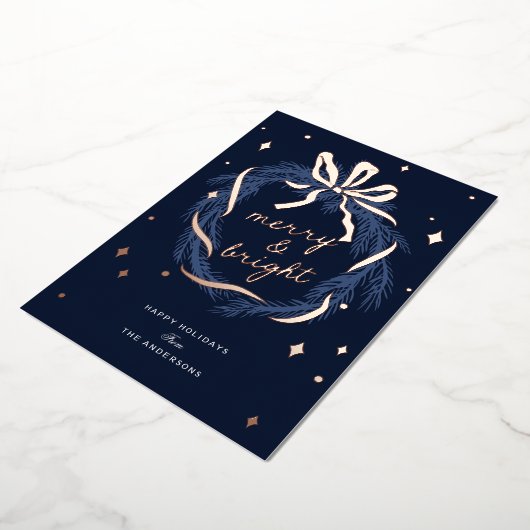 Whimsical Wreath Foil Christmas Holiday Card Folie Feestdagenkaart (Gedraaid)