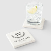 Whimsical Wreath Monogram Family Stenen Onderzetter (Zijkant)