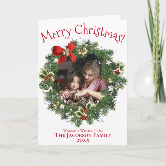 Whimsical Wreator Photo Lijst Feestdagen Kaart (Voorkant)