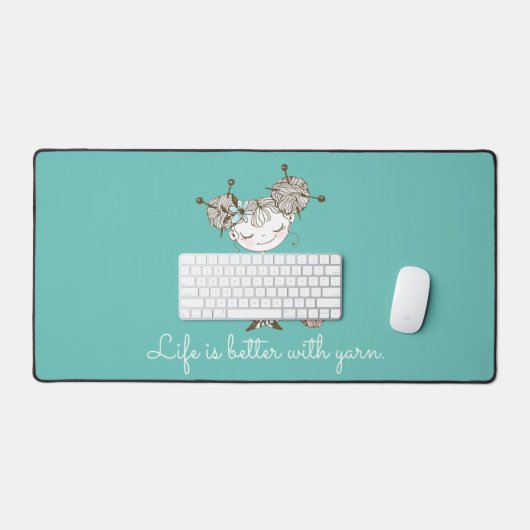 Whimsical Yarn Lover Meisje  Bureaumat (Keyboard & Muis)