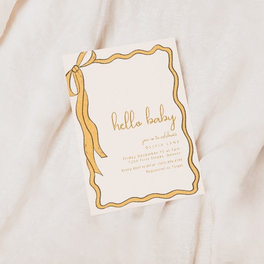 Whimsical Yellow Baby shower Invitation Kaart