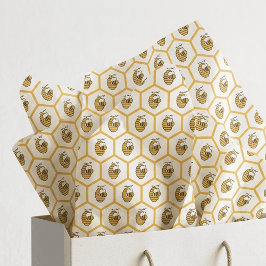 Whimsical Yellow Beehive and Bumblebee Pattern Tissuepapier