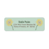 Whimsical Yellow Blue Sunflower Floral gekleurd Etiket (Voorkant)
