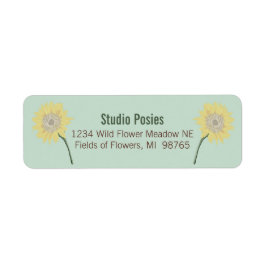 Whimsical Yellow Blue Sunflower Floral gekleurd Etiket