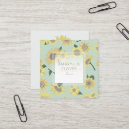 Whimsical Yellow Blue Sunflower Painted Flowers Vierkante Visitekaartje
