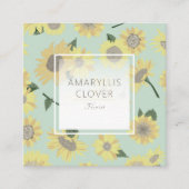 Whimsical Yellow Blue Sunflower Painted Flowers Vierkante Visitekaartje (Voorkant)