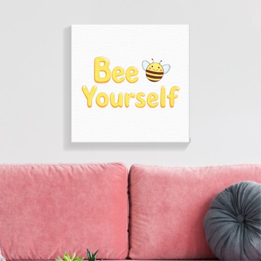 Whimsical Yellow Bumblebee and Quote Canvas Afdruk (Insitu (Woonkamer))