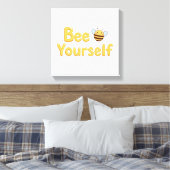 Whimsical Yellow Bumblebee and Quote Canvas Afdruk (Insitu (Slaapkamer))