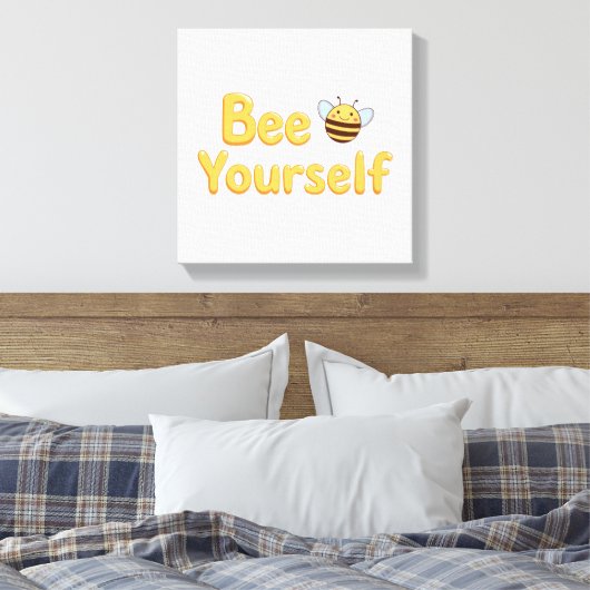 Whimsical Yellow Bumblebee and Quote Canvas Afdruk (Insitu (Slaapkamer))