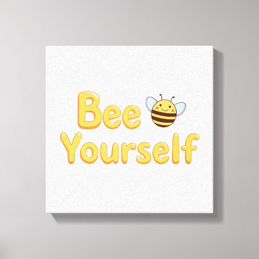 Whimsical Yellow Bumblebee and Quote Canvas Afdruk (Voorkant)