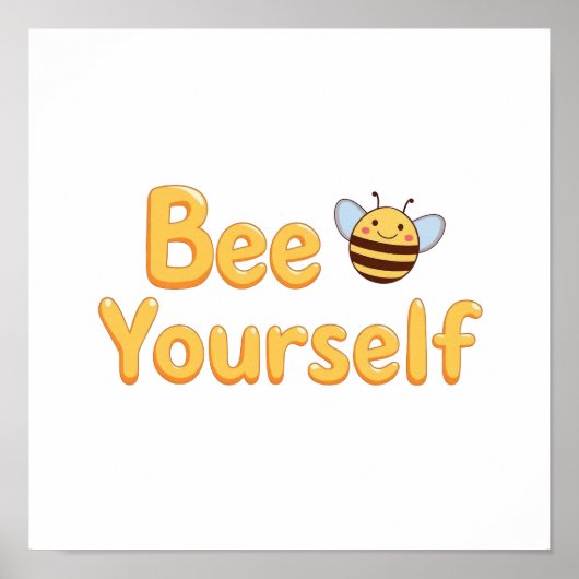 Whimsical Yellow Bumblebee and Quote Poster (Voorkant)