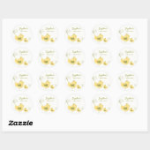 Whimsical Yellow Damask Mama Vogel & Baby shower Ronde Sticker (Vel)