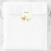 Whimsical Yellow Damask Mama Vogel & Baby shower Ronde Sticker (Tas)