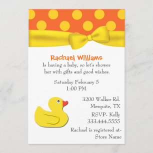 Whimsical Yellow Duck Baby shower Invitation Kaart