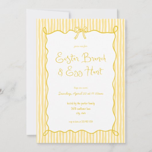 Whimsical Yellow Easter Brunch Egg Hunt Uitnodigin Kaart (Voorkant)