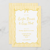 Whimsical Yellow Easter Brunch Egg Hunt Uitnodigin Kaart (Voorkant / Achterkant)