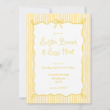 Whimsical Yellow Easter Brunch Egg Hunt Uitnodigin