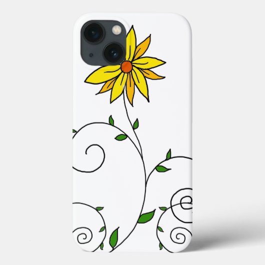 Whimsical Yellow Flower Doodle Art Case-Mate iPhone Case (Achterkant)