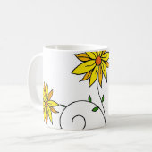 Whimsical Yellow Flower Doodle Art Koffiemok (Voorkant links)