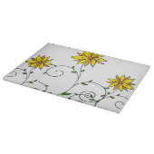 Whimsical Yellow Flower Doodle Art Snijplank (Hoek)