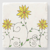 Whimsical Yellow Flower Doodle Art Stenen Onderzetter (Voorkant)