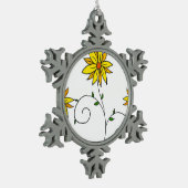 Whimsical Yellow Flower Doodle Art Tin Sneeuwvlok Ornament (Links)