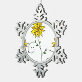 Whimsical Yellow Flower Doodle Art Tin Sneeuwvlok Ornament (Rechts)