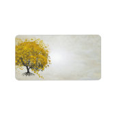 Whimsical Yellow Golden Rod Heart Leafed Tree Etiket (Voorkant)