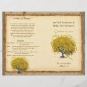Whimsical Yellow Heart Leaf Tree Wedding Programme (Voorkant)