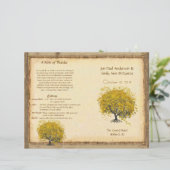 Whimsical Yellow Heart Leaf Tree Wedding Programme (Staand voorkant)