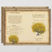 Whimsical Yellow Heart Leaf Tree Wedding Programme (Voorkant / Achterkant)