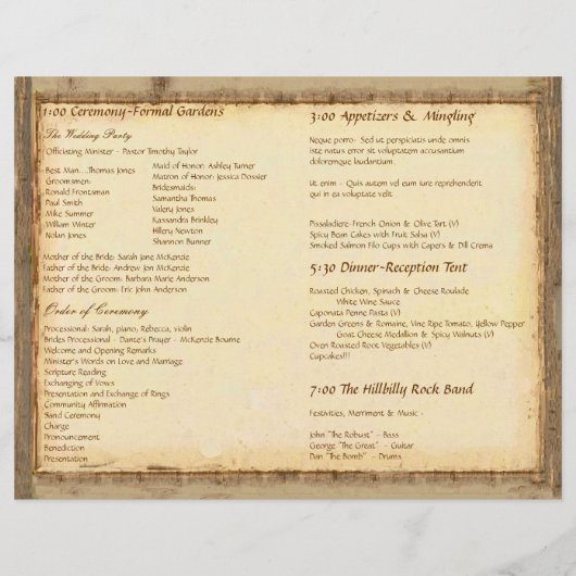 Whimsical Yellow Heart Leaf Tree Wedding Programme (Achterkant)