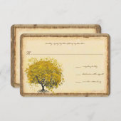 Whimsical Yellow Heart Tree Weddenschap RSVP Kaartje (Voorkant / Achterkant)