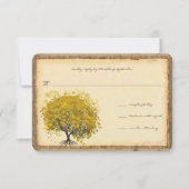 Whimsical Yellow Heart Tree Weddenschap RSVP Kaartje (Voorkant)