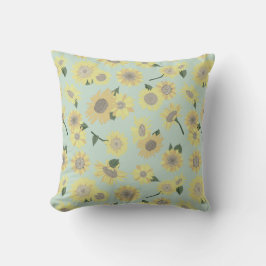 Whimsical Yellow Oranje Blue Painted Sunflower Kussen