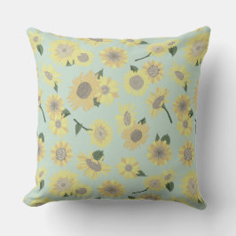 Whimsical Yellow Oranje Blue Sunflower Kussen